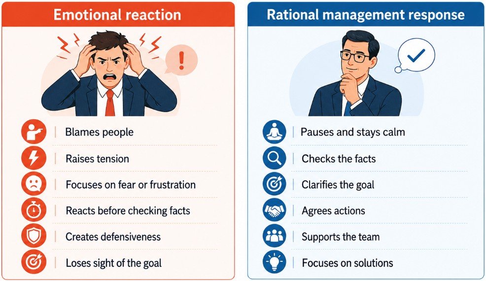 Emotional reaction vs rational management response