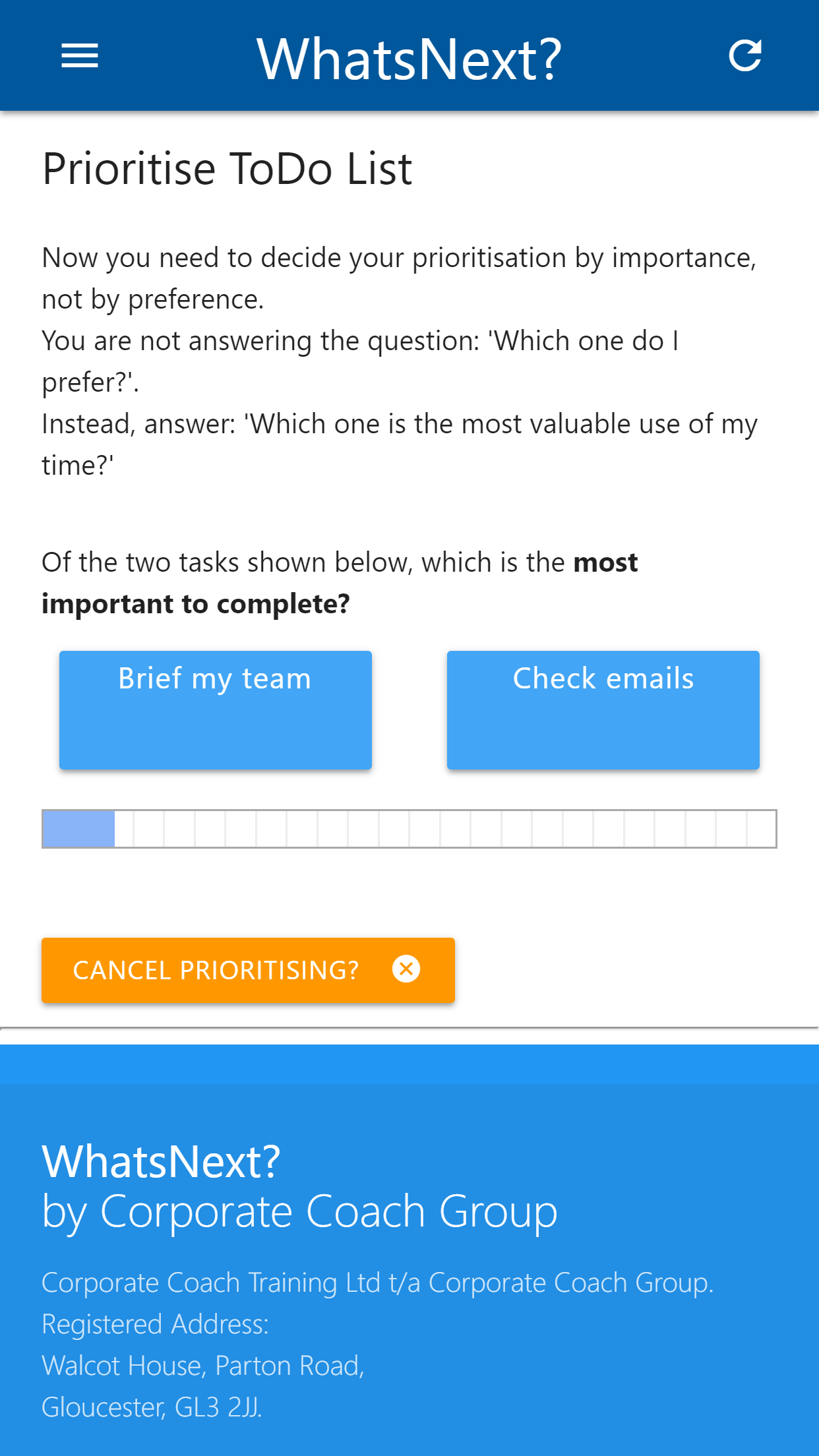 Comparing task priorities in WhatsNext